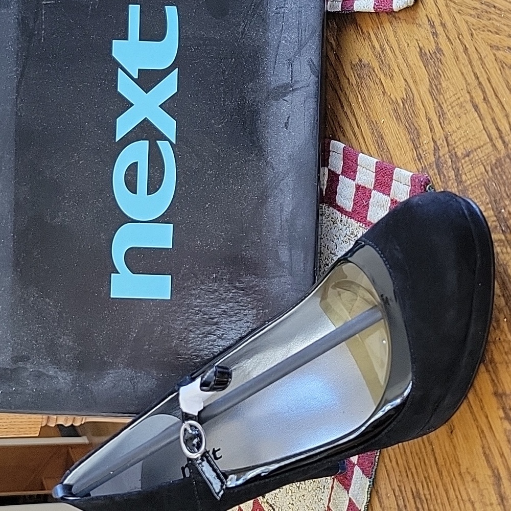 New Next Black Suede Heeled Shoes